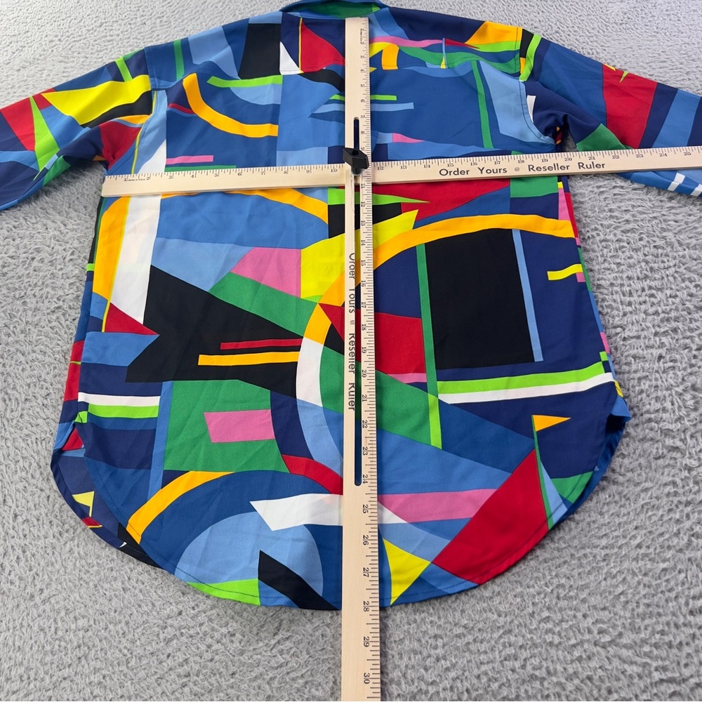 Lauren Ralph Lauren Blouse Womens XS Multicolor Geometric Button Relaxed LS - Picture 6 of 8